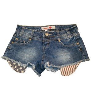 1st Kiss - American Flag Distressed Blue Denim Shorts Size 1